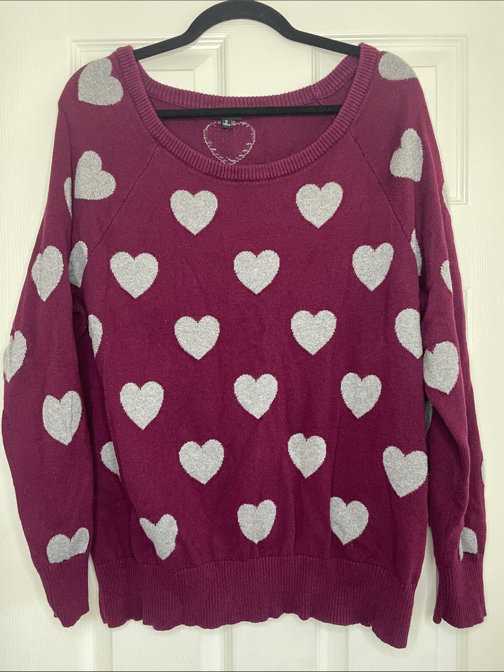 torrid Berry Sweater with Silver Heart Pattern